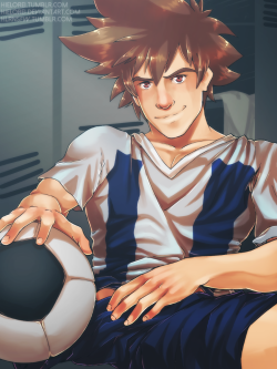hlrnsfw:  Taichi releasing some tension after a soccer match