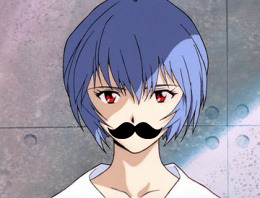 Rei with a moustache