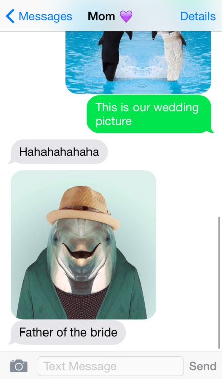 dil-howlters-mirror:SO TODAY I REALIZED THAT WHEN YOU GOOGLE SEARCHED “DOLPHINS IN TUXEDOS” NOTHING COMES UP SO I DECIDED TO PHOTOSHOP ITAFTER PHOTOSHOPPING THE FIRST DOLPHIN, I DECIDED TO MAKE HIM A BRIDE, YOU KNOW, JUST BECAuSETHEN I REALIZED THAT