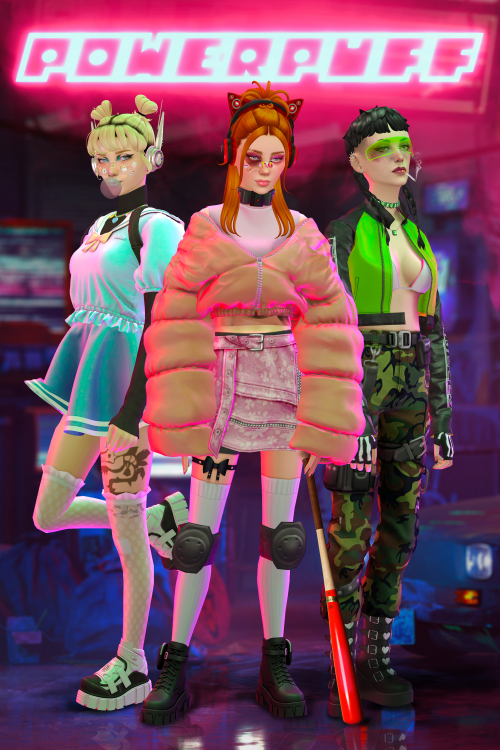 The Powerpuff Girls As A Cyberpunk Girl Gang Because I've Been In A Huge Sci-fi Mood Lately. I've Previously