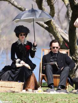thedoctorsherlockedmyheart:   edwardian-time-machine:  Tom Hiddleston and Jessica Chastain on the set of their new film, Crimson Peak Source  This looks like Johnny Depp and Helena Bonham Carter on the set of another Tim Burton movie   ^that&rsquo;s