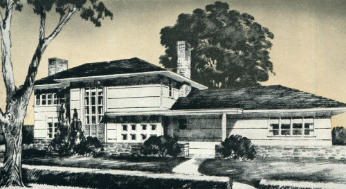 vintagehomeplans:United States, 1946: The “Transitional”A generously-sized two-story house with a tw