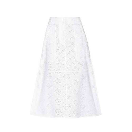 Cotton-blend broderie anglaise skirt