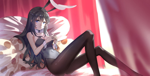 legendaryanimelegs: On the Bed [Seishun Buta Yarou]Click for more sexy anime legggggs ~~ Touch here 