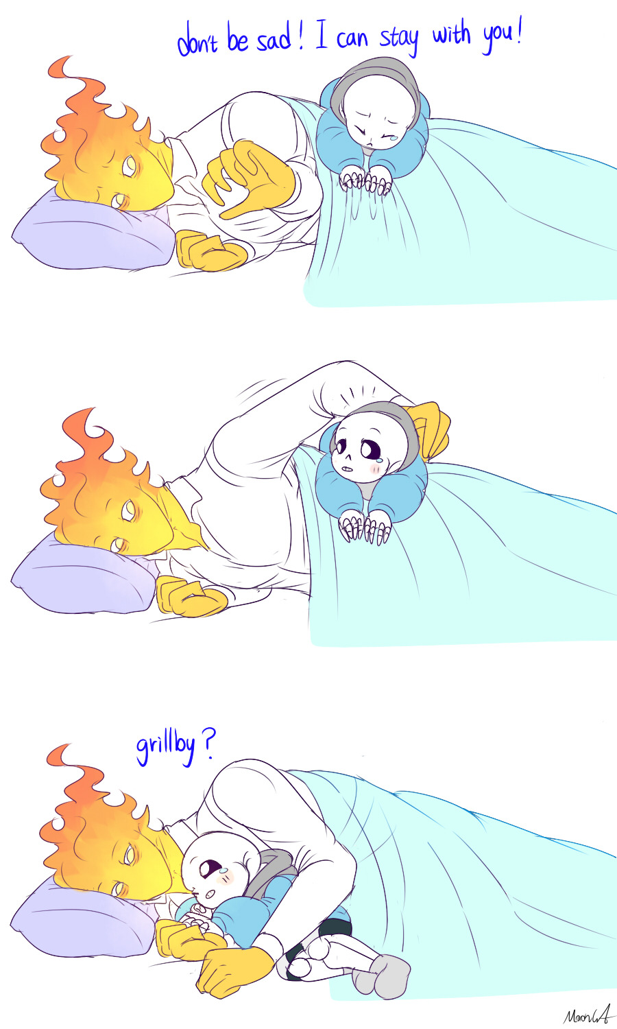 mooncatyao:  [Miss you] Grillby &amp; little SansAfter [Spokesman]  &lt;First