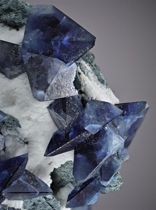 Benitoite with Natrolite - Dallas Gem Mine, San Benito Co., California