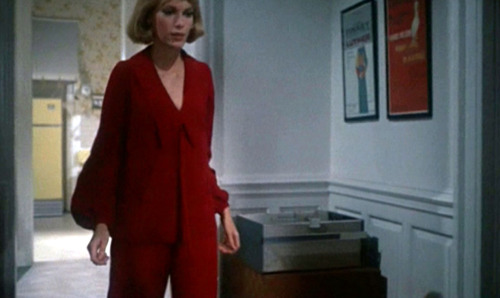 Rosemary&rsquo;s Baby, 1968Costume design: Anthea Sylbert red chiffon trouser suit with large be