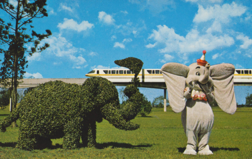 Dumbo and his topiary doppelganger.