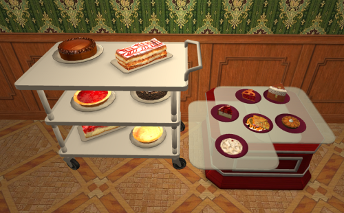 creesims:Exnem’s Dessert Cart (PenelopeT’s version) edited to give Maxis dessertsThe ori