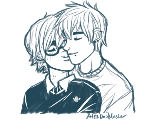 phagechildon:alexdasmaster:Quick headshot sketches; Punk/ Nerd!AU-hijackis cuteeee lafiufd
