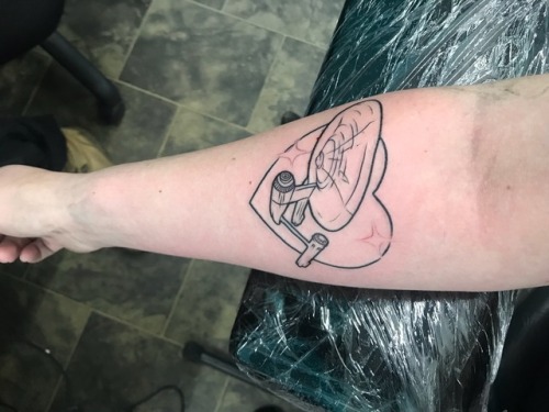 Finally got my Star Trek tattoo! My own design recreated by my talented tattoo artist!
