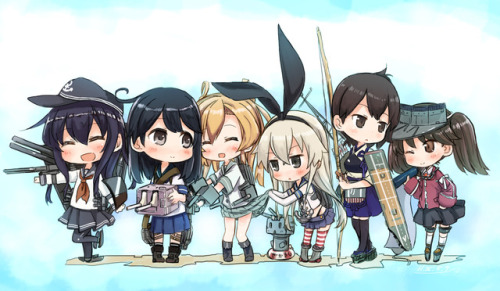 Destroyers Akatsuki, Ushio, Shimakaze; Cruiser Abukuma & Carriers Kaga and Ryuujou