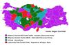 Prison votes in the Turkish general elections of 24 June 2018.
Map from here. The governing Justice and Development Party (AKP) did not receive a majority of votes from prisoners in any province.
The HDP leader Selahattin Demirtaş himself ran in the...