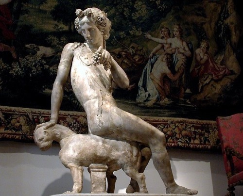 loverofthemuses:‘Bacchus and The Panther ’ Marble  : (sculptor unkown ) Greek circa 325-225 BC