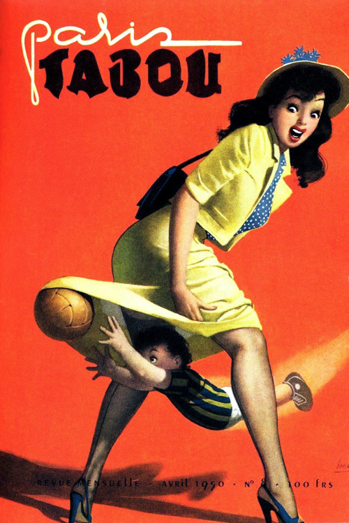 Paris Tabou, April 1950 / cover illustration by Gino Boccasile.