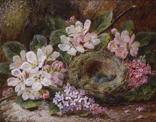 brigantias-isles:Apple Blossom and a Bird’s Nestby Oliver Clare