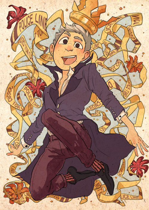 kowabungadoodles:Greg Lestrade tea label design! Soon to be available from beastly beverages.  