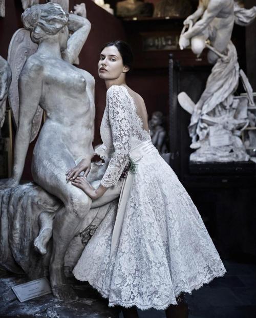 Bianca Balti with sculpture for Italian label Alessandro Angelozzi Couture, 2015 bridal collection. 