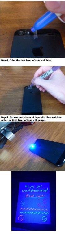 diy-lifehacks:  BLACK LIGHT PHONE HACK