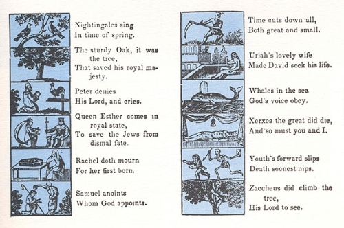 The ABCs of the New England Primer, the most popular textbook in 18th century America. It followed P