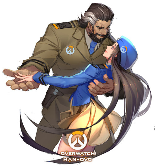 Reinhardt and Ana by Han 0v0 posted on ArtStation