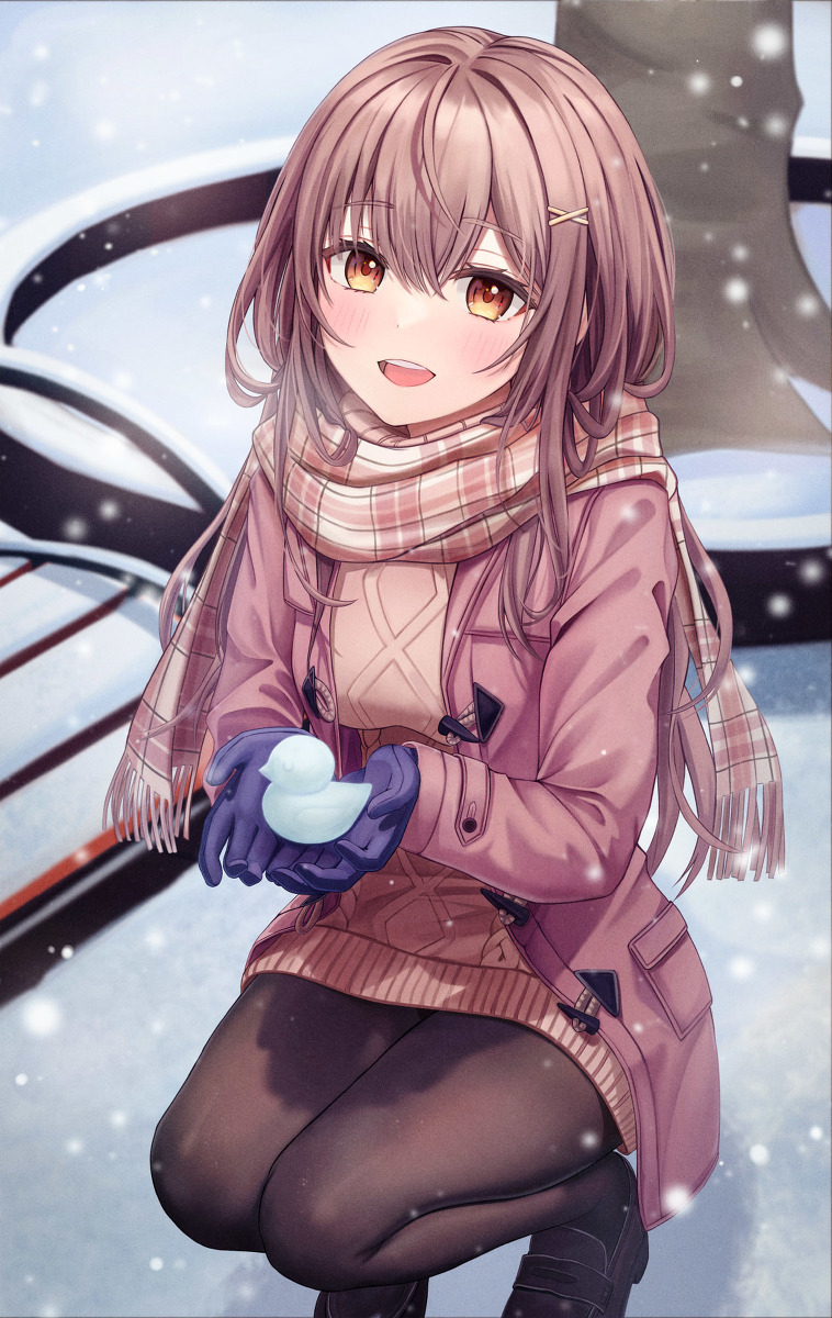 Winter Pretty Brown Hair Anime Girl Stock Illustration 2312201263