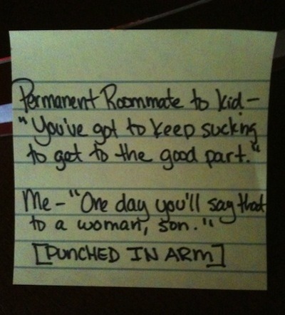 wefellinlove:  mrmosbyisgettingtiredofyourshit:  Post it notes from a stay-at-home dad (part 1)  This is adorable. 