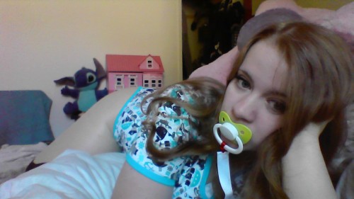 littlelolikat:  Pirate onesie from ABDLMarketplace! and a new green paci! 