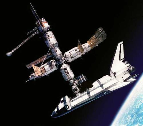 Atlantis docked to Mir, STS-71