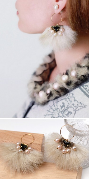 DIY Faux Fur Pearl Earrings Tutorial from Small Good ThingsUpdated Link 2020 because Small Good Thin