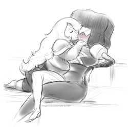 thegembeaststemple:  I like the idea of Garnet feigning disinterest whenever Amethyst gets smoochy 