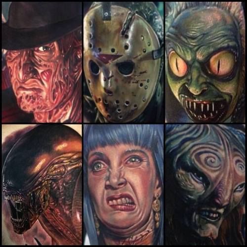 horroroftruant:Insane Horror Movie Themed Tattoo Art by Paul AckerPaul Acker has been tattooing 