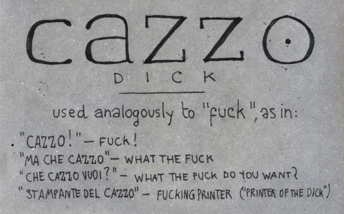 iaiapici:   » there are many many other uses for that word  • “col cazzo” - absolutely no  • “sticazzi” - I don’t give a fuck(well that last one depends on the zone where you live it can have different meanings)  • “sei alto un cazzo