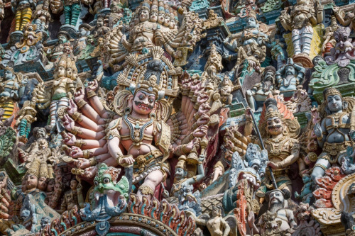 Details from Madurai temple gopuram, Tamil Nadu, photos by Kevin Standage, more at https://kevinstan