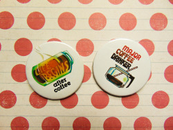 luke-warm-art: Major Coffee Drinker / Life Begins After Coffee - Vintage Button A vintage button design to suit your aesthetic. Buttons are 2.25 inches in diameter and protected with a mylar covering. Buttons read “Major coffee drinker”  and “Life