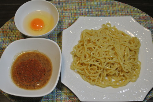 chuck-snowbug:Frozen Noodles Before Running!!: Part 121. Atsumori with A Raw Egg2. Tsukemen - Sukiya