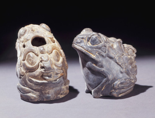 theancientwayoflife:~ Toad-Shaped Container Carrying Sun-God Mask on Back. Place of origin: Northern