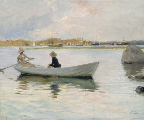 Girls in Boat,  Haiko Bay   -   Albert Edelfelt , c.1886Finnish,1854-1905Oilon canvas,33 x 40cm.The 