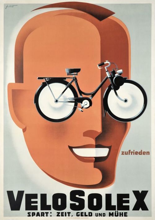 Noel Fontanet, poster design for Velosolex,1950. Lausanne, Switzerland. Source