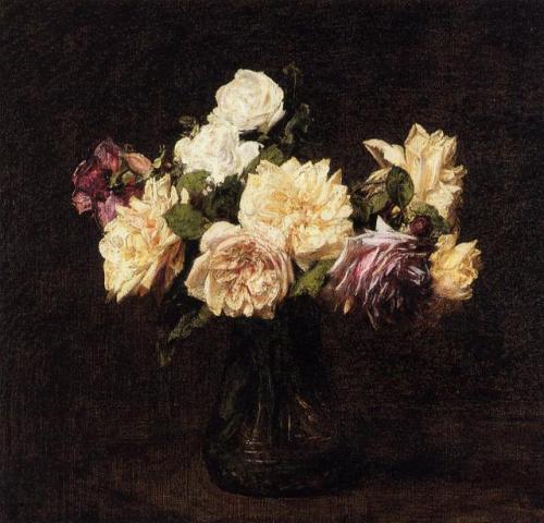 artist-latour:Roses, 1894, Henri Fantin-LatourMedium: oil, canvas