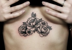 tattoos-org:  Trio Roses Sternum Piece By TylerATD at Ascent Studio, Whistler, Canada. instagram: selfdiagnosed