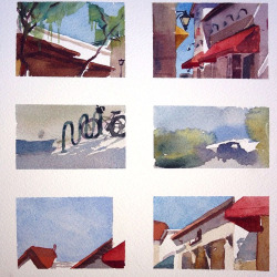 april-liu:  mini watercolor plein aire dumpeach painting is about 1 in x 1.5 in