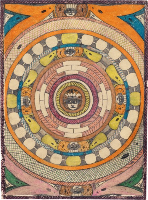 Adolf Wölfli, Japan=tower, 1920, Pencil and crayon on paper, 45.3 x 32.5 cm