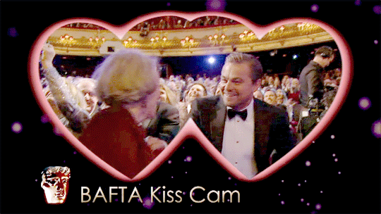 dontbesodroopy:  Maggie Smith and Leonardo DiCaprio on the BAFTA Kiss Cam 