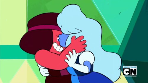 wlwcharacteroftheday:  Today’s wlw characters of the day are: Ruby and Sapphire from Steven Universe! They are both nonbinary lesbians. (Who I couldn’t bring myself to separate into two posts!)