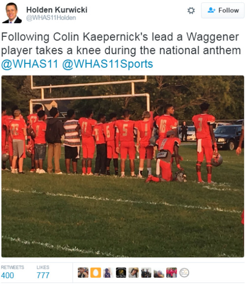 4mysquad: High school players across country kneel during national anthem #blacklivesmatter 