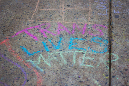 January 2017 | Women’s March in Philadelphia, PA.chalk messages seen around the parkway sidewalks.#B