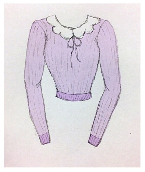 Quick fashion sketches of pastel spring sweater ideas. Style: mild ribbing, stretch knit, cropped sl