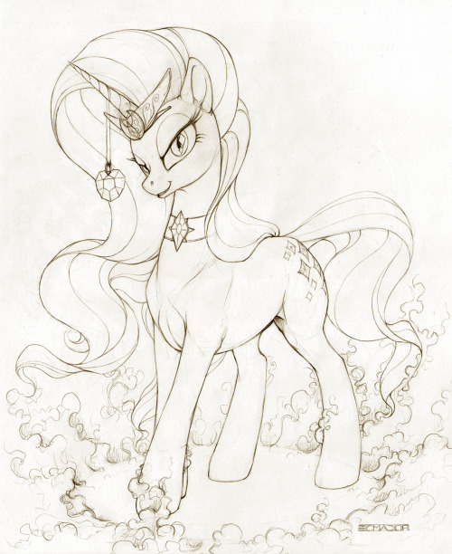 sigilgoat:  ecmajor:  Nightmare Rarity! WIP. This was the real gem of my stream… started her from a blank page and ended up with this sketch which i am exceedingly happy with. I think it will make a nice Bronycon print when it’s all done! Need to