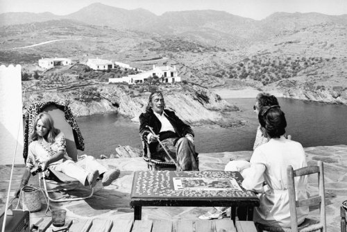 midcenturymodernfreak:  The Painter & His Soulmate (top photo) 1965 Salvador Dalí spending one of many summers with  confidante, protégée actress-model-singer Amanda Lear (left) at his home in Portlligat, Girona Province, Catalonia, Spain